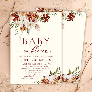 Baby in Bloom Boho Wildflower Rustic Baby Shower Invitation