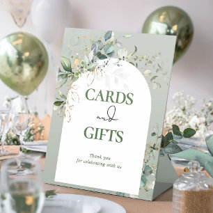 Baby in Bloom Botanical Eucalyptus Cards and Gifts Pedestal Sign