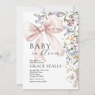 baby in Bloom bow Baby Shower Invitation