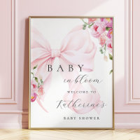 Baby in Bloom Bow Baby Shower Welcome Poster