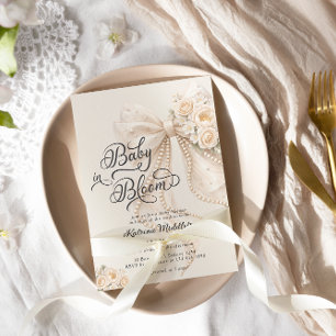 Baby in Bloom Bow Girl Baby Shower Invitation