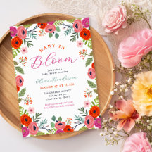 Baby in Bloom Bright Floral Baby shower Invitation
