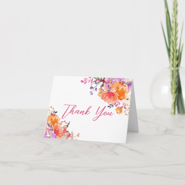 Baby in Bloom Bright Floral Baby Shower Thank You Card (Front)