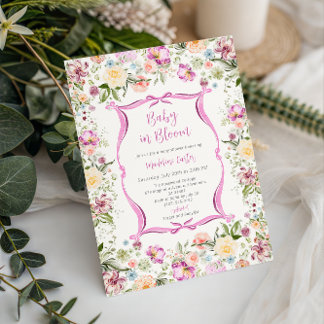 Baby in Bloom Bright Floral Garden Baby Shower Invitation