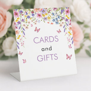 Baby in Bloom Butterfly Baby Shower Cards & Gifts Pedestal Sign