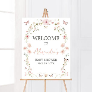 Baby in Bloom Butterfly Baby Shower Welcome Poster