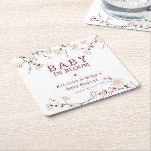 Baby in Bloom Cherry Blossom   Square Paper Coaster