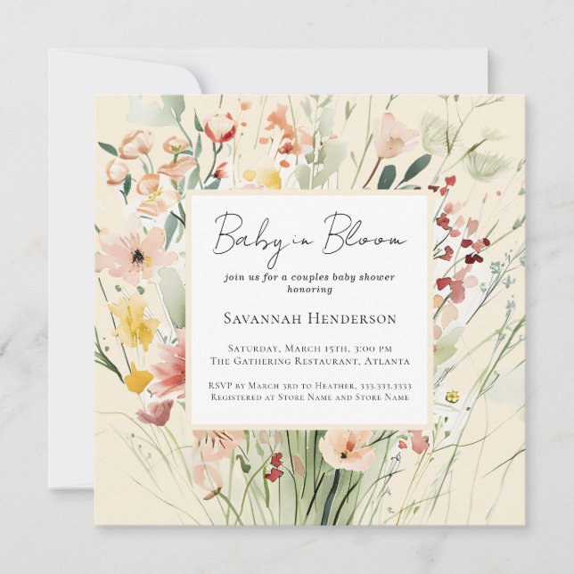 Baby in Bloom Couples Wildflower Baby Shower Invitation (Front)