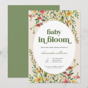 Baby in Bloom Cream Floral Baby shower Invitation