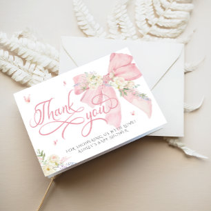 Baby In Bloom Cute Pink Bow Baby Shower Thank You Card