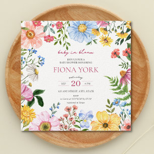 Baby in Bloom   Cute Wildflower Baby Shower  Invitation