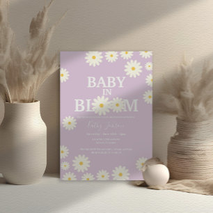 Baby in Bloom Daisy Lilac Purple Boho Baby Shower Invitation