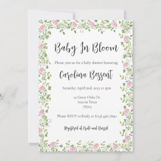 Baby In Bloom - Delicate Peonies  Invitation