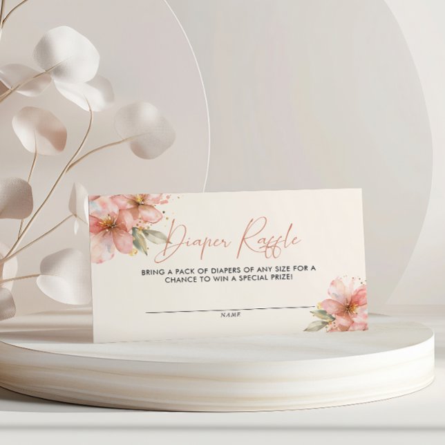 Baby in Bloom Diaper Raffle Baby Shower Floral Enclosure Card (Creator Uploaded)