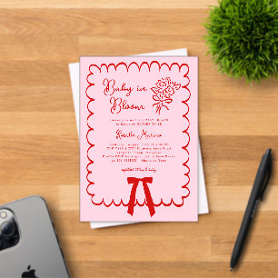 Baby in Bloom Doodle Coquette Bow Pink Baby Shower Acrylic Invitations