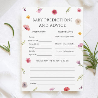 Baby in Bloom Douche Baby Predictions Carte de jeu