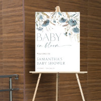 Baby in Bloom dusty blue boy baby shower welcome