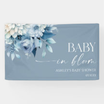 Baby In Bloom Dusty Blue Floral Baby Shower