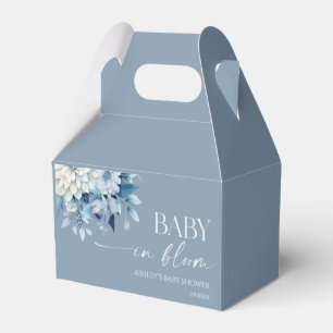 Baby In Bloom Dusty Blue Floral Baby Shower Favor Box