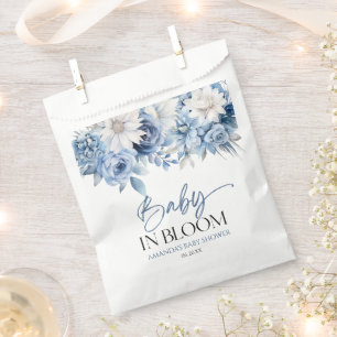 Baby In Bloom Dusty Blue Floral Baby Shower Favour Bag