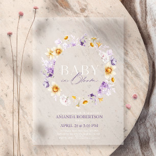 Baby in Bloom - Elegant Floral Baby Shower Acrylic Invitations