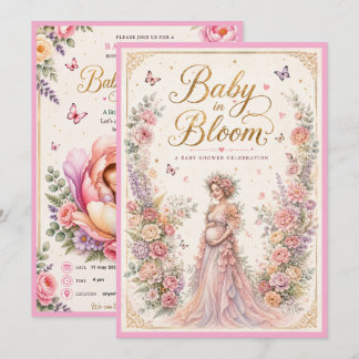 Baby in Bloom – Elegant Floral Baby Shower Invitat Invitation
