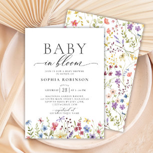 Baby in Bloom Elegant Wildflower Baby Shower  Invitation