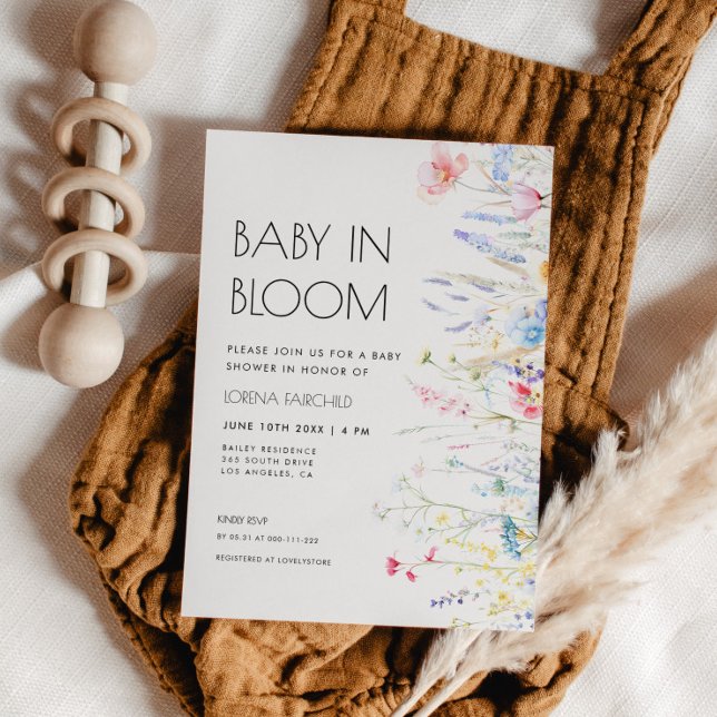 Baby in Bloom Elegant Wildflowers Baby Shower Invitation (Creator Uploaded)