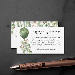 Baby in Bloom Eucalyptus Balloon Bring a Book Enclosure Card