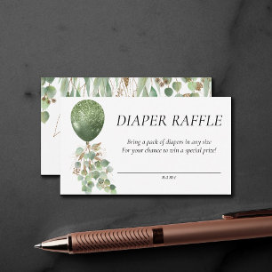 Baby in Bloom   Eucalyptus Balloon Diaper Raffle Enclosure Card