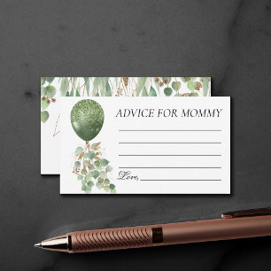 Baby in Bloom Eucalyptus Balloon Mommy Advice Enclosure Card