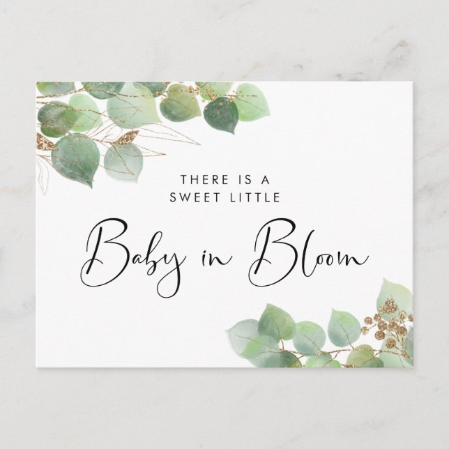 Baby in Bloom Eucalyptus Sprinkle Invitation Postcard (Front)