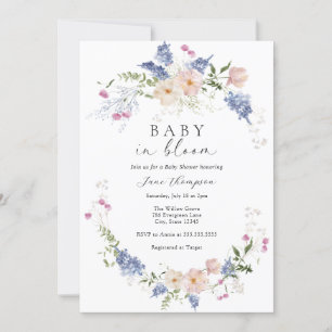 Baby in Bloom Feminine Flowers Baby Shower  Invitation