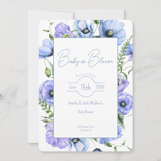 Baby in Bloom Fleur sauvage Baby shower Invitation (Devant)