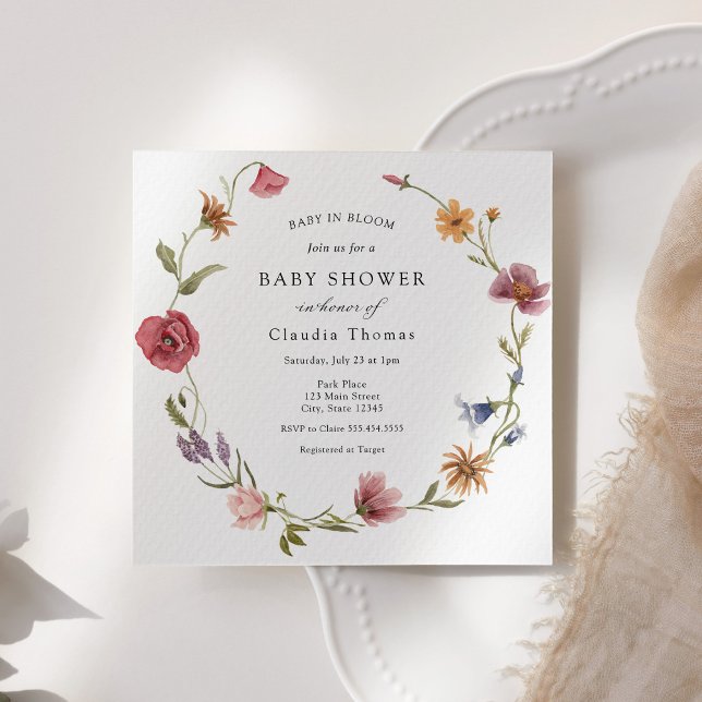 Baby in Bloom Fleur sauvage Baby shower Invitation (Créateur téléchargé)