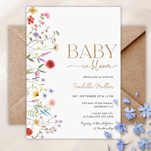 Baby in Bloom Fleur sauvage Baby shower Invitation (Créateur téléchargé)
