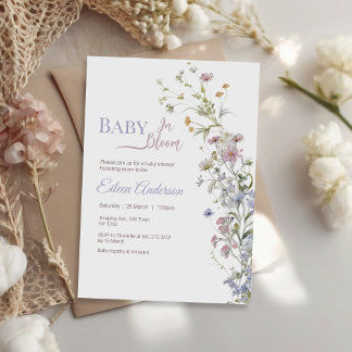 Baby in Bloom Fleur sauvage Baby shower Invitation