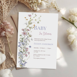 Baby in Bloom Fleur sauvage Baby shower Invitation