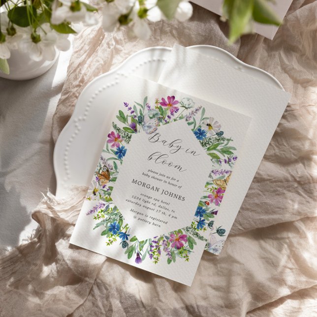 Baby In Bloom Fleur sauvage Invitation Baby shower (Créateur téléchargé)