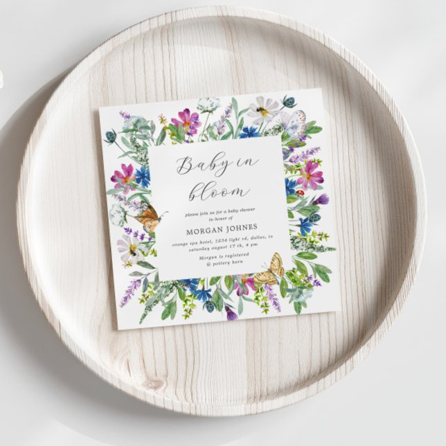 Baby In Bloom Fleur sauvage Invitation Baby shower (Créateur téléchargé)
