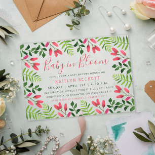 Baby In Bloom Floral Baby Shower Acrylic Invitations