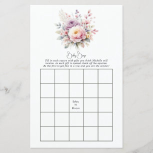 Baby in Bloom Floral Baby Shower Bingo Game