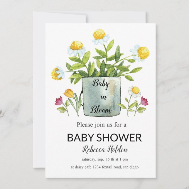 Baby In Bloom - Floral Baby Shower Invitation (Front)