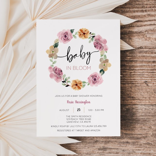Baby In Bloom Floral Baby Shower  Invitation (Creator Uploaded)