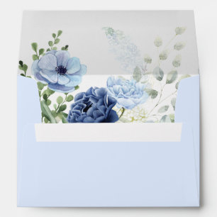 Baby in bloom floral blue baby shower invitation envelope