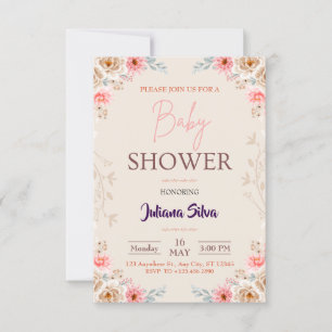 Baby In Bloom Floral Boho Baby Shower Invitation
