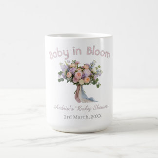 baby in bloom floral bouque baby shower retro pink coffee mug