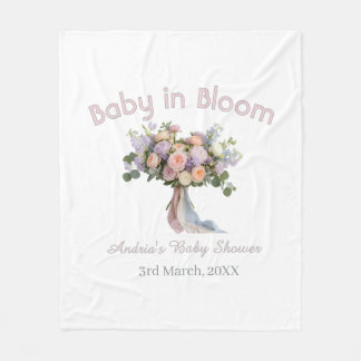 baby in bloom floral bouque baby shower retro pink fleece blanket