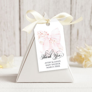 Baby in Bloom Floral Bow Spring Girl Baby Shower Gift Tags