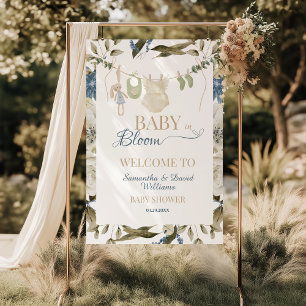 Baby in Bloom Floral Clothesline Baby Shower Poster